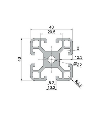 Profil aus Aluminium mit einer Länge von 5,8 bis 6,0 Meter und einer Qualität der Serie 6000