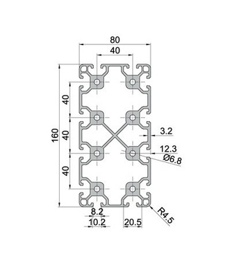 Standard GB5237-2008 80160 Aluminiumrahmenmaterial T Schlitze Extrusion für Produkte