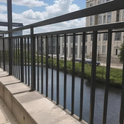 5.8-6.0M Länge Moderne schwarze Metalltreppe Aluminiumgeländer für dekoratives Balkonsystem