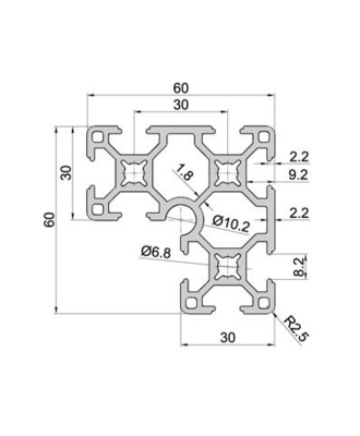6063-T5 Profil Silber anodiertes Aluminium Extrusion T-Schlitze mit Entwicklung