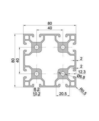 Anpassbare T3-T8 Temper V Slot 4080 Aluminium-Extrusionsprofile für Kundenbedürfnisse