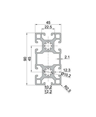 Temper T3-T8 angepasste Aluminium-Extrusionsprofile 40*80 mit Silber-Anodisierung