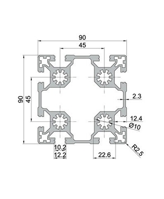 T-Schweißdienst Anodisierte Silber-Aluminium-Extrusionsprofile für individuelle Größen