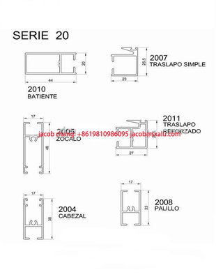 Profile für den Bolivianischen und Chilenischen Markt Serie 20 25 32 Alloy Türen