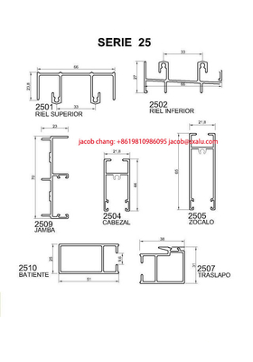 Profile für den Bolivianischen und Chilenischen Markt Serie 20 25 32 Alloy Türen
