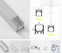 Super schlanke 3 Meter LED Angel Aluminium Profil Kanal für Vergrößerung Beleuchtung in Schwarz
