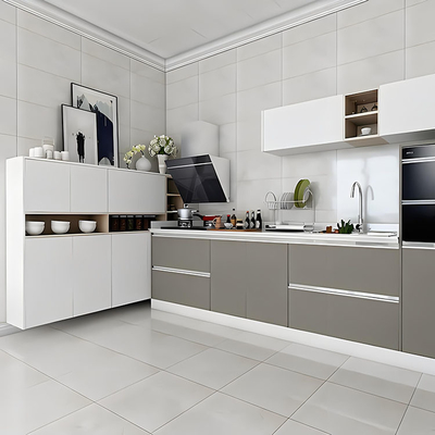 Küchenschrank aus Aluminiumprofil im modernen europäischen Stil mit weißer Oberfläche